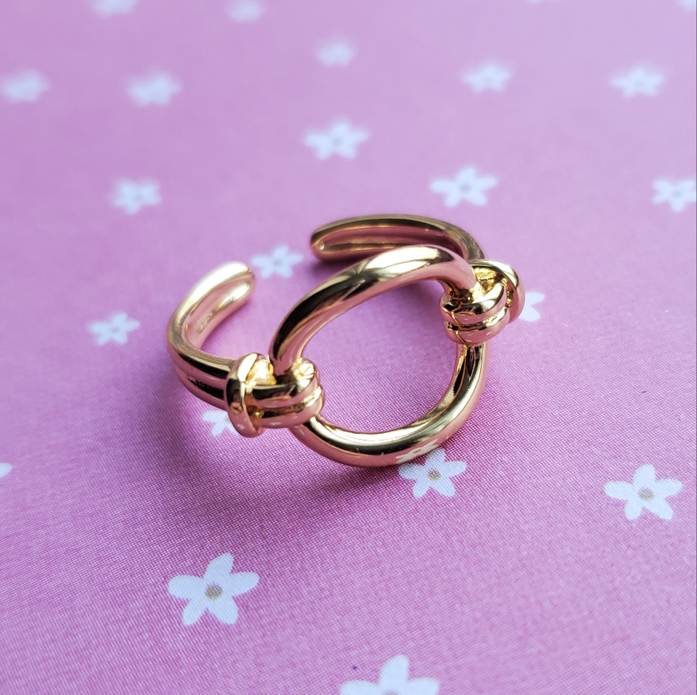 Pink Bungalow Adjustable Roquet Gold Ring